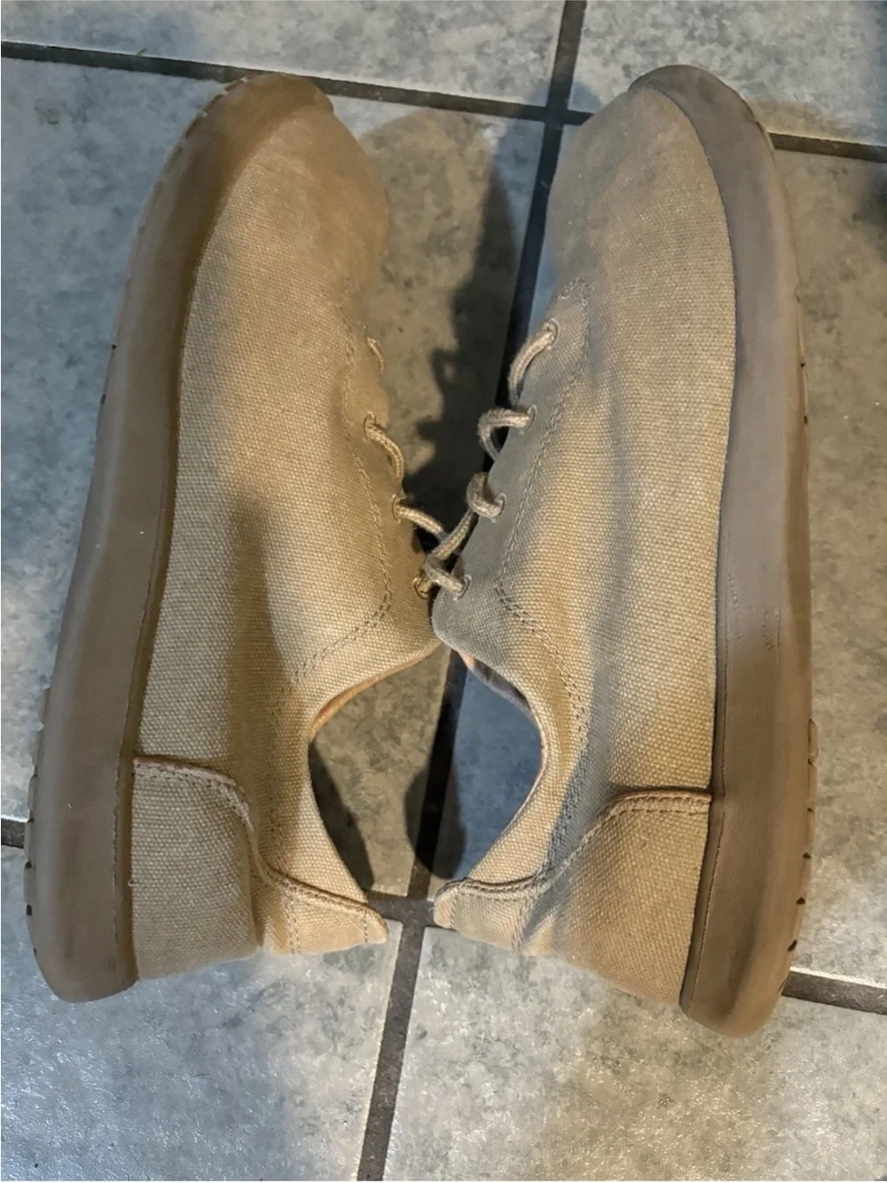 Crocs Venture Canvas Khaki Leather Sneaker Shoes - Men's 10